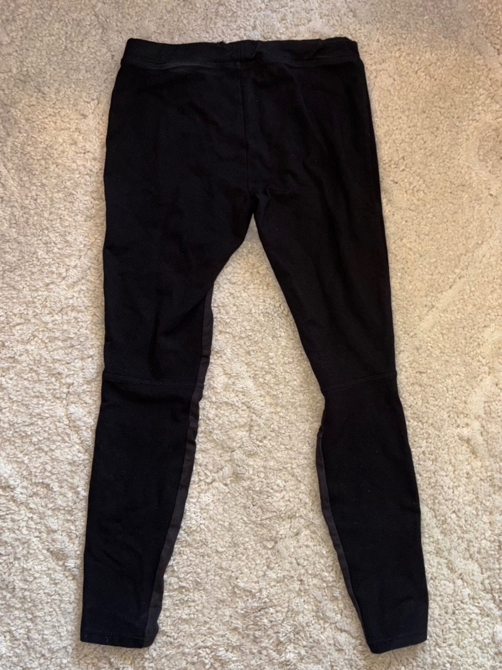 Suede Panel Black Leggings, Size Small